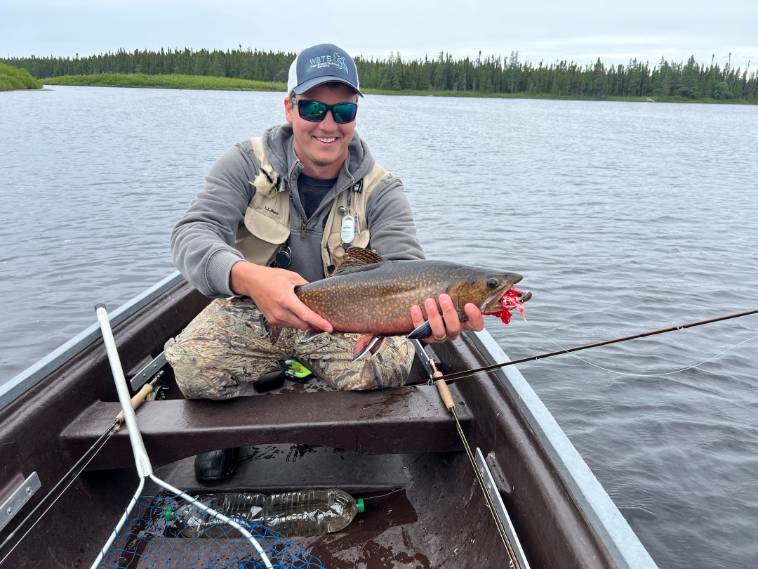 Catching a big brook trout on a big pike fly